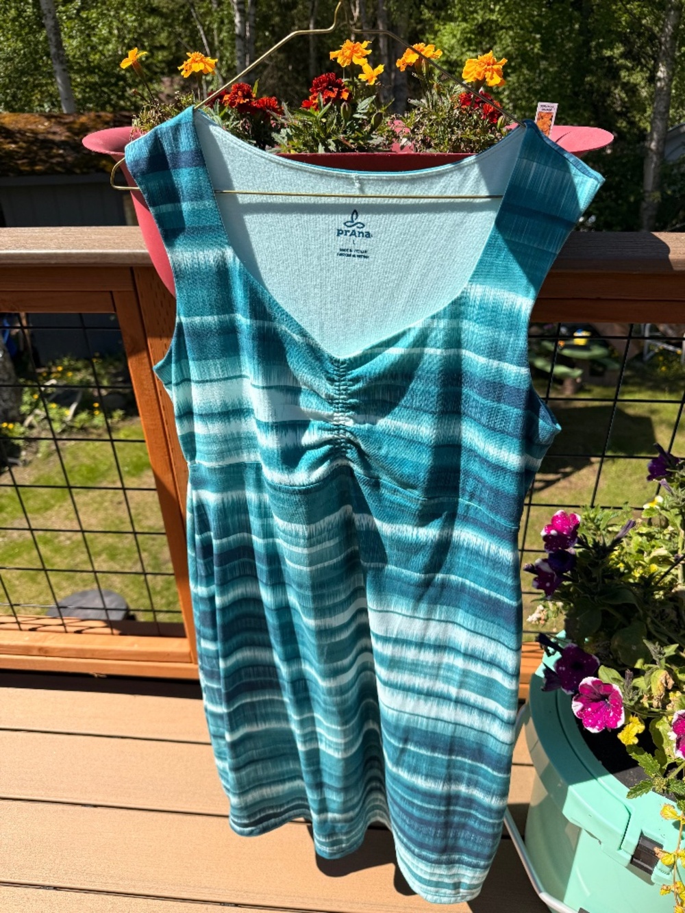 PrAna Women’s Sleeveless Blue Stripe Dress